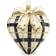 Mackenzie-Childs Glam Up Plaid Heart Black/White/Gold Christmas Tree Ornament 4"