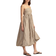 Lucky Brand Poplin Bubble Hem Maxi Dress - Brown Stripe