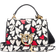 Pinko Mini Love Bag Top Handle Light with Hearts Print - Black/White/Antique Red/Gold