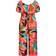 City Chic Erica Print Jumpsuit Plus Size - Red Barbados