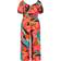 City Chic Erica Print Jumpsuit Plus Size - Red Barbados