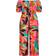 City Chic Erica Print Jumpsuit Plus Size - Red Barbados