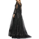 Mac Duggal Jewel Encrusted Illusion Long Sleeve A Line Gown - Black