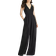 Dessy V-Neck Backless Pleated Front Jumpsuit - Black