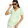 Mamalicious Maternity Belted V Neck Seersucker Top Green/White Stripe