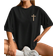 Shein EZwear Plus Size Drop Shoulder T-Shirt With Slogan Graphic FAITH OVER FEAR The Lord Is On My Side I Will Not Fear PSALMS 118