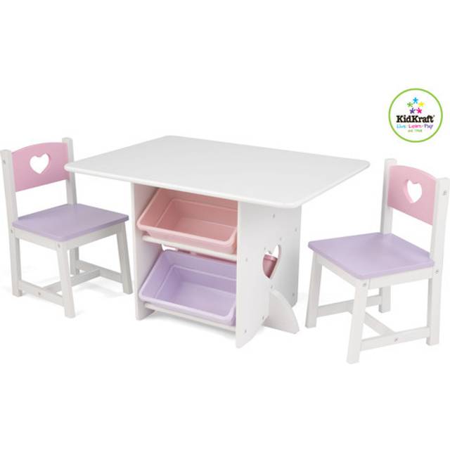 Kids Vanity Princess Makeup Dressing Table Chair Set with Tri-fold