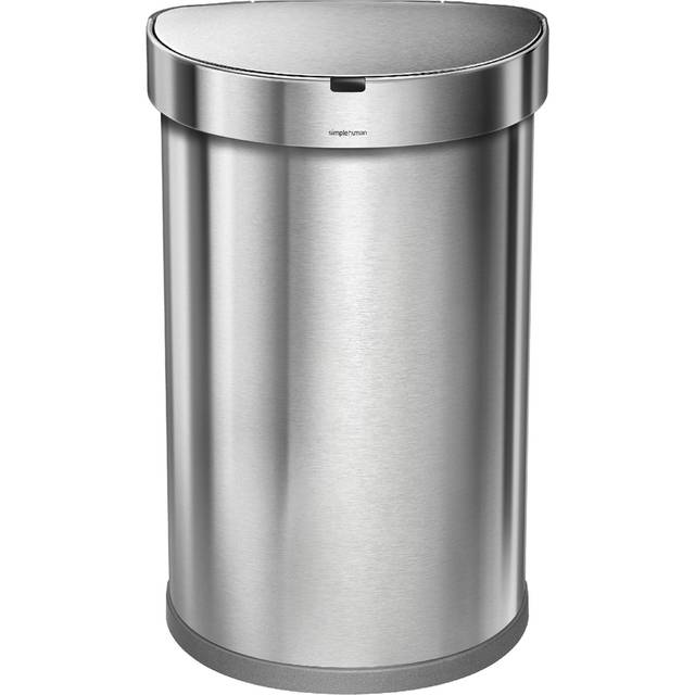 simplehuman 45L Slim Step Trash Can Brushed Stainless Steel with Gray  Plastic Lid