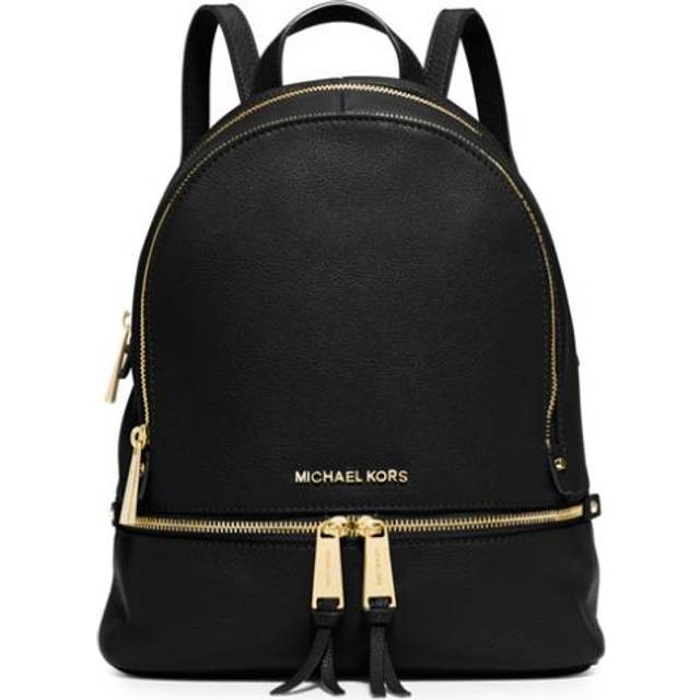 Michael Kors Rhea Zip Medium Backpack, Black/Gold 
