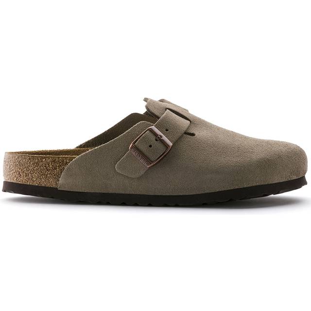 Birkenstock Boston Soft Footbed Suede Leather - Taupe • Price »