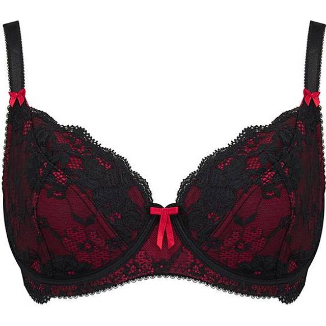 Amour Non Padded Bra, Black/Scarlet, Lace