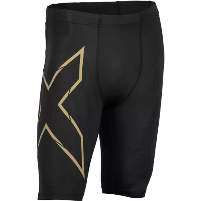 2XU Men's MCS Run Compression Shorts - Black/Gold Reflective