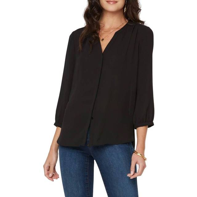 Pintuck Blouse In Plus Size - Half Moon Bay Brown | NYDJ