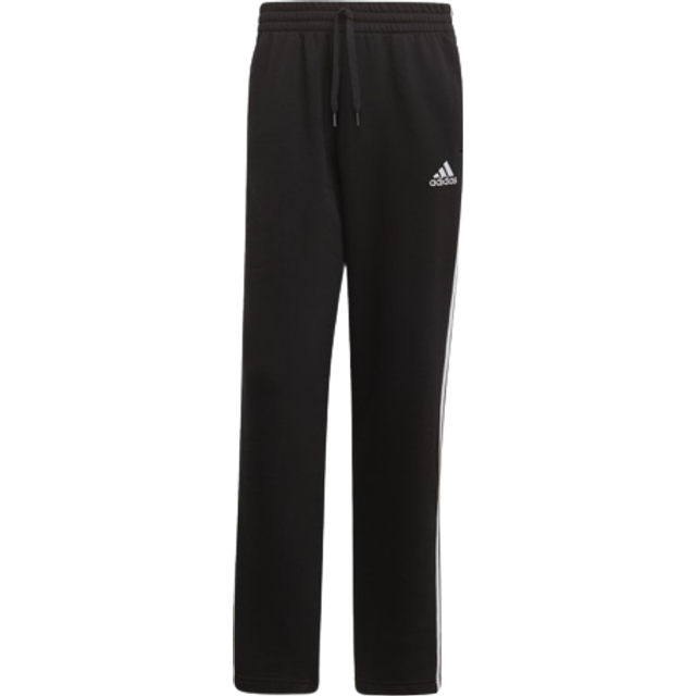 adidas Essentials 3-Stripes Open Hem Fleece Pants - Black