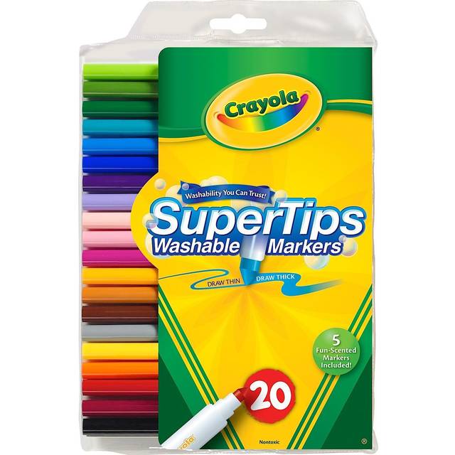 Crayola Super Tips Washable Markers, Fine/Broad Bullet Tips