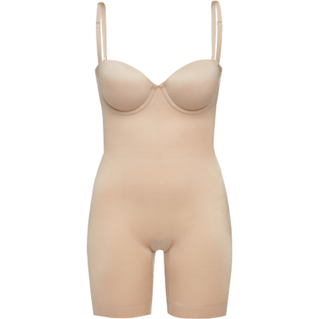 SPANX Suit Your Fancy Strapless Cupped Mid-Thigh Bodysuit Champagne Beige  XS at  Women's Clothing store