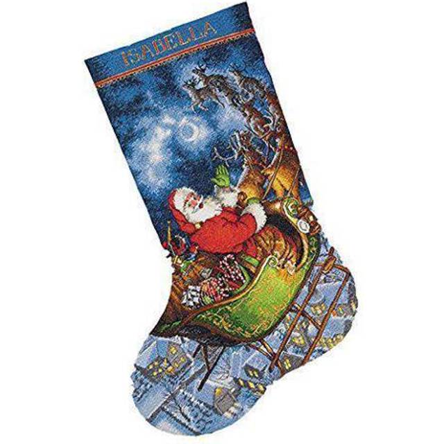 Dimensions Gold Collection Santa's Flight Stocking Counted Cross Stitch-16 Long 16 Count