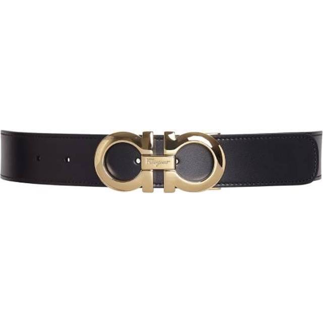 black Gancini buckle leather belt