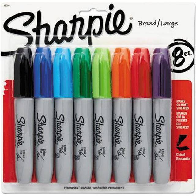 Sharpie Permanent Markers, Chisel Tip, Classic Colors, 8 Count