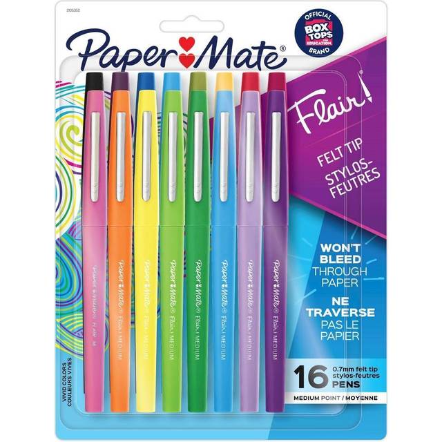 Paper Mate Flair Felt Tip Pens, Black, 16/Pkg. 