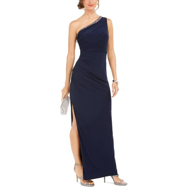 Adrianna Papell One Shoulder Jersey Gown Midnight Navy Price