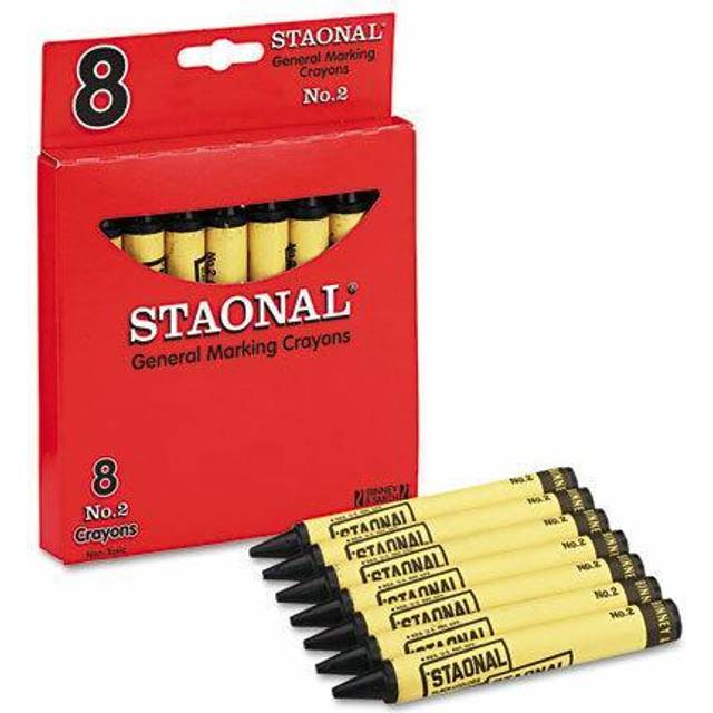 Crayola Staonal Marking Crayons, Black, 8/Box (52-0002-2-051)