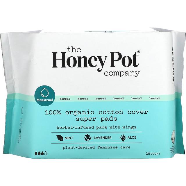 The Honey Pot Pads, Herbal-Infused, with Wings, 100% Organic Cotton Cover, Regular - 20 pads