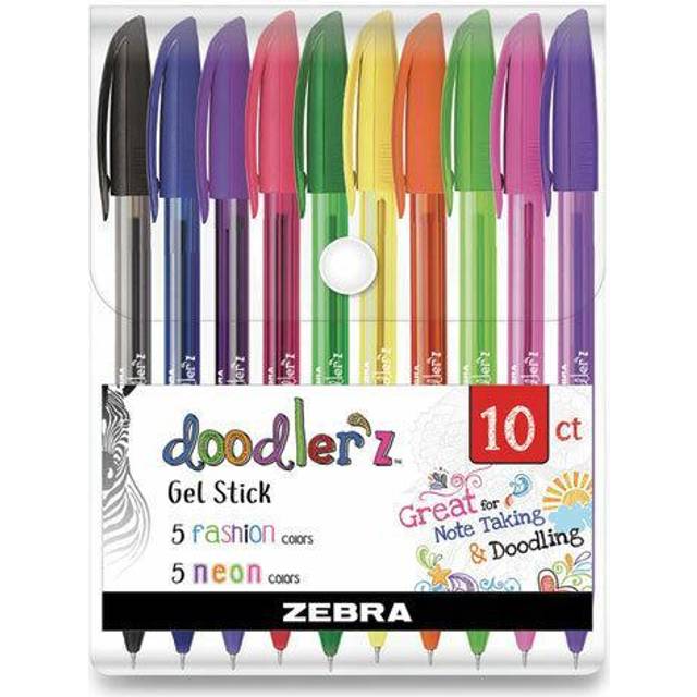 Zebra Doodler'z Gel Stick Pen, 1.0 mm, Assorted Neon, Set of 10