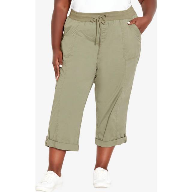 Avenue Plus Cotton Roll Up Capri Pants • Prices