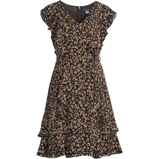 Tommy Hilfiger Floral-Print Ruffle Dress - Black Tan • Price »