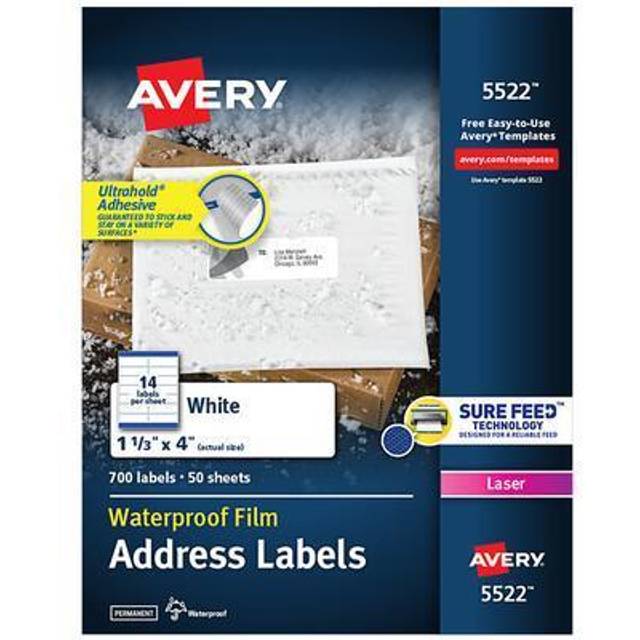 Avery White Weatherproof Laser Shipping Labels