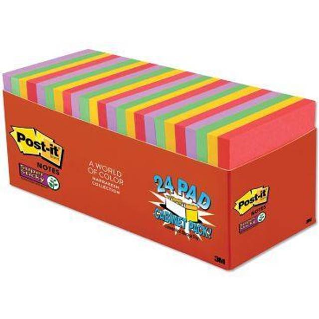 Post-it Super Sticky Notes - Assorted (24 Pads per Box)