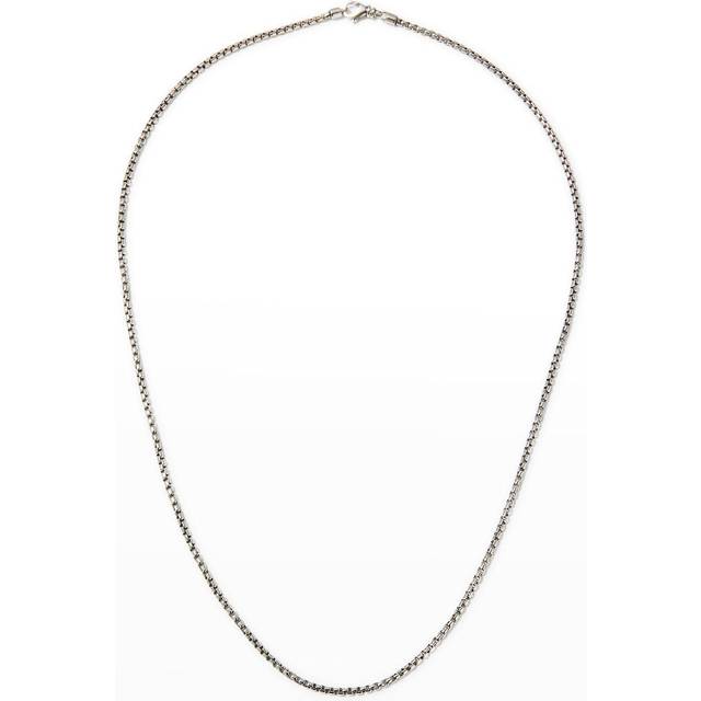 Beck Round Box Chain Necklace in Oxidized Sterling Silver