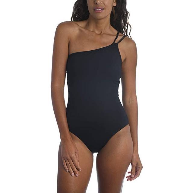 One Shoulder One Piece Swimsuit-Black