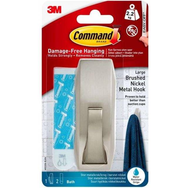 Command 5 lb. Large Satin Nickel Metal Hook (1 Hook, 2 Water Resistant  Strips) MR03-SN-BES - The Home Depot