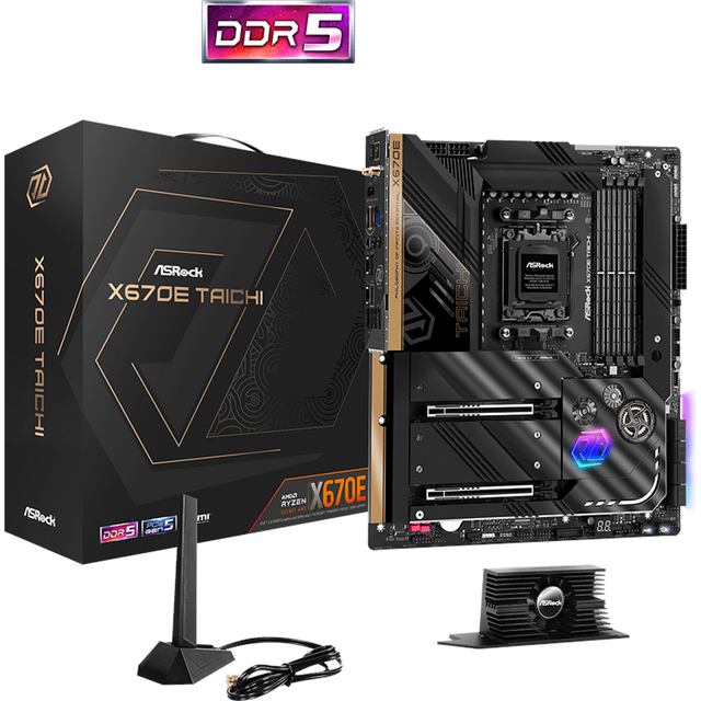 ASRock X670E Taichi AM5 EATX Motherboard. 4xDDR5 slots, 2 x PCIe 5.0 x16  Slots , AMD Cross