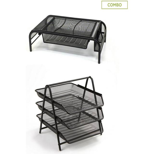 Black 3-Tier Mesh Desk Organizer