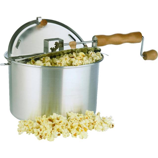 Cook N Home 02626 6 Quart Aluminium Stovetop Popcorn Popper Silver