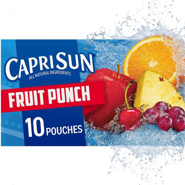 Capri Sun 100% Juice Fruit Punch Naturally Flavored Kids Juice Blend (40 ct  Pack, 4 Boxes of 10 Pouches)