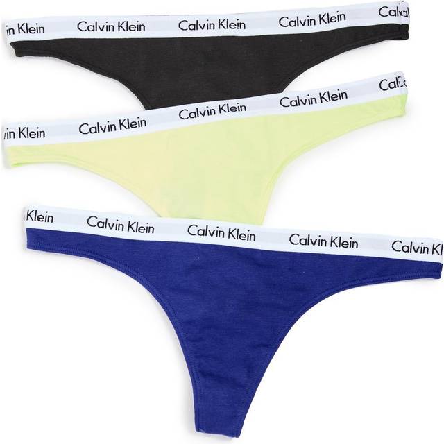 Calvin Klein Womens Carousel 3-Pack Thong, Black/White/Black