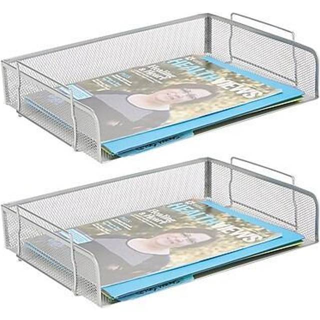 Mind Reader Stackable Metal Mesh Tray and Desk Document Organizer, Silver,  2-Piece Set 