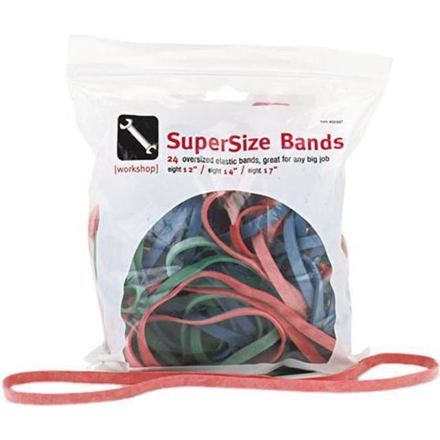 Alliance 08997 SuperSize Rubber Bands, Red/Blue/Green, 1/4' wide