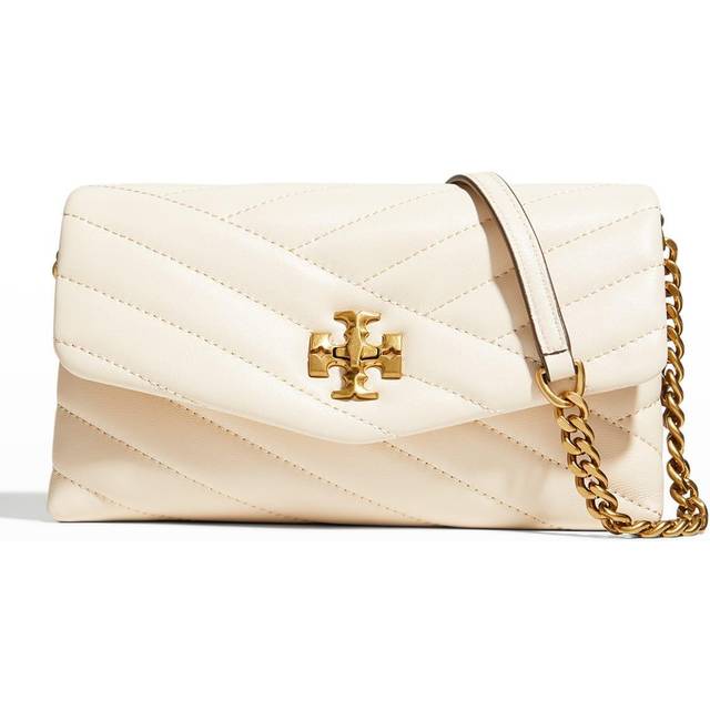 Tory Burch Women's Kira Quilted Chevron Shoulder Bag, New Cream/Rolled  Brass, Off White, One Size: Handbags