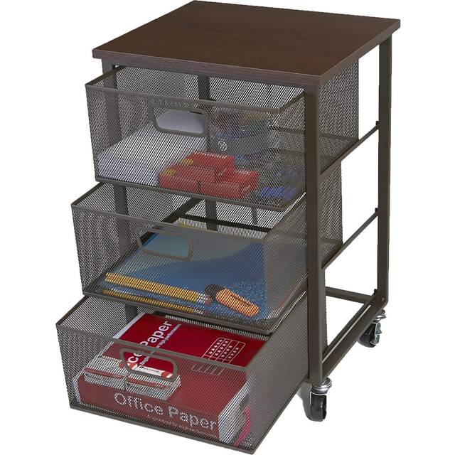 Mind Reader Metal Rolling File Cart With 3-tier Drawer Organizer : Target