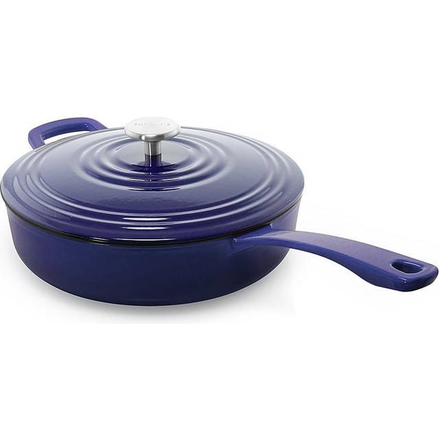 Chantal 4 Quart Round Cast Iron Saute Skillet with Lid ,Cobalt Blue