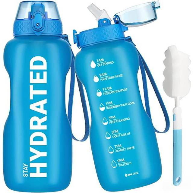 Gohippos Water Bottles with Times to Drink, 64 oz Half Gallon