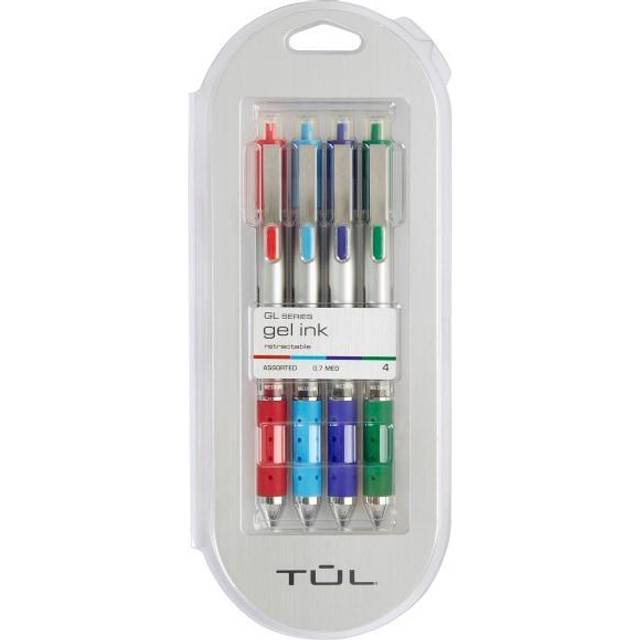 Tul ï¿½ Retractable Gel Pens, Medium Point, 0.7 mm, Silver Barrel, Assorted  Inks, Pack Of 4 Pens • Price »
