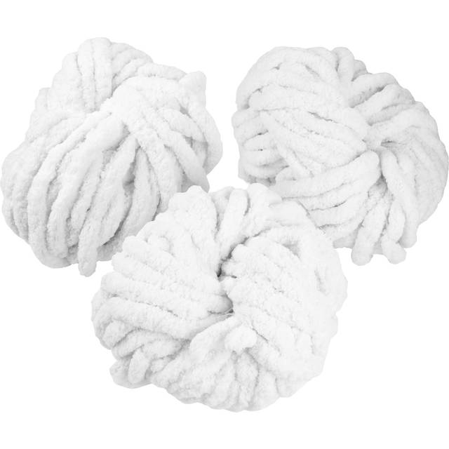 IDIY Chunky Yarn 3 Pack 24 Yards Each Skein White Fluffy