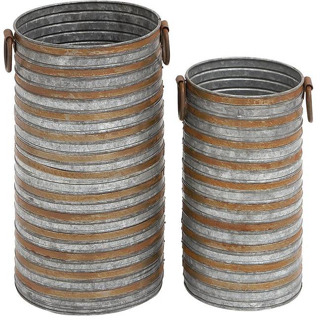 Deco 79 Set of 2 Grey Metal Farmhouse Planters, 20