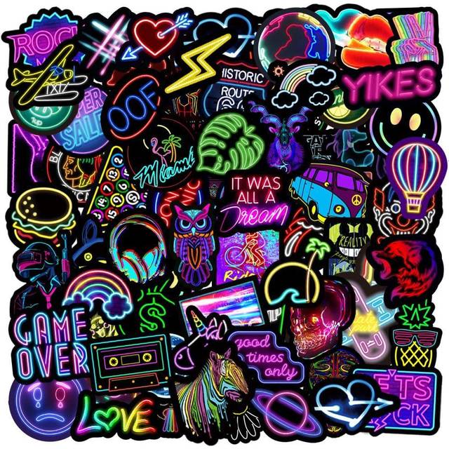 Neon Stickers Pack, 100Pcs Waterproof Vinyl Stickers for Water Bottles  Skateboard Laptop Guitar Computer Phone, Trendy Graffiti Stickers for Teens  and Adults • Price »